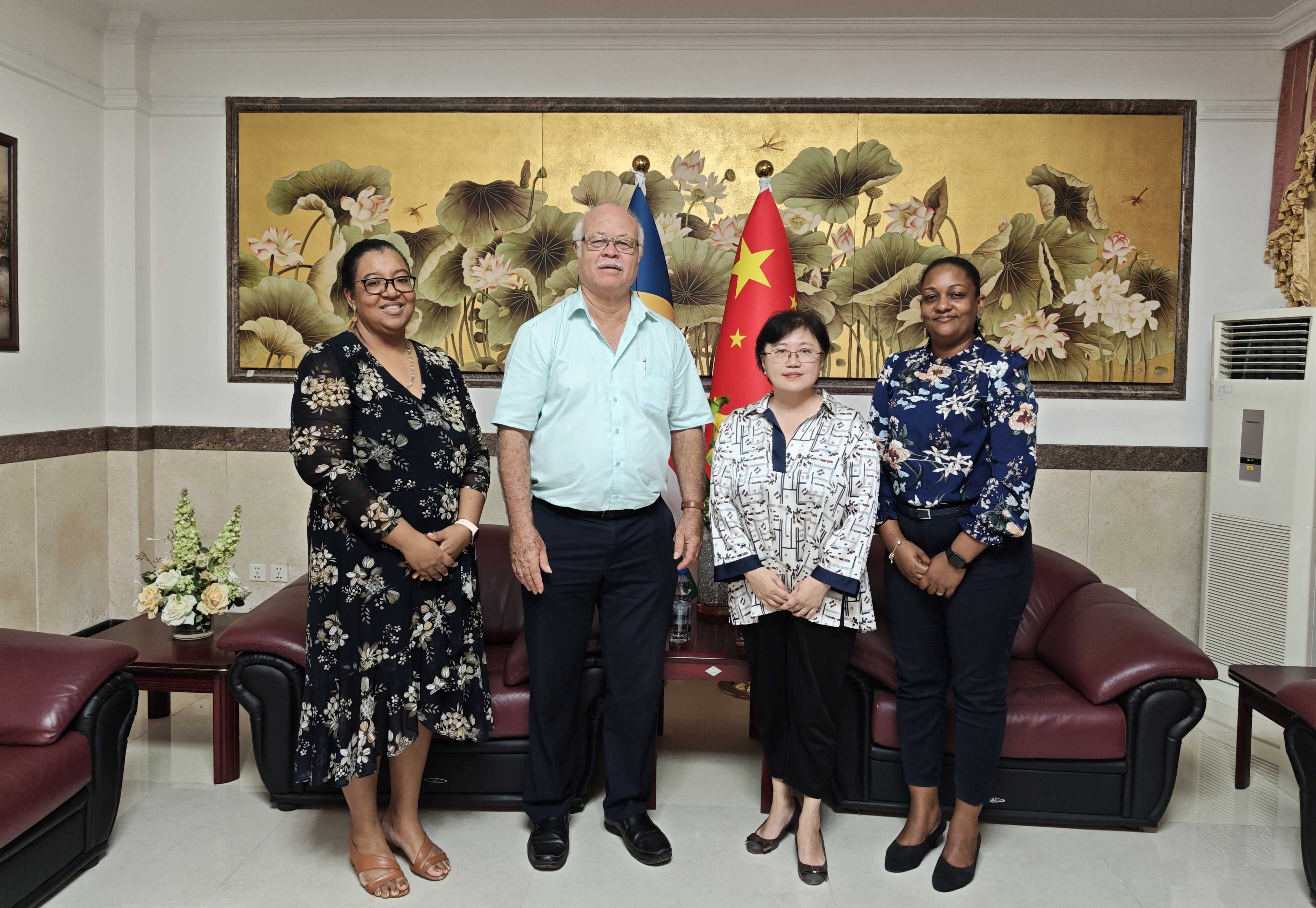 Chinese Ambassador to Seychelles Ms. Lin Nan met with Mr. David André ...